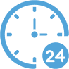 Clock icon representing the 24/7 availability of virtual assistants